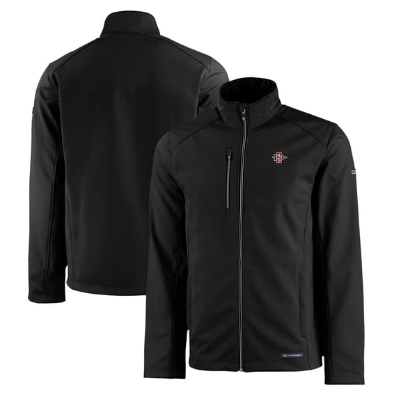 Men's Cutter & Buck Black San Diego State Aztecs Evoke Eco Softshell Recycled Full-Zip Jacket