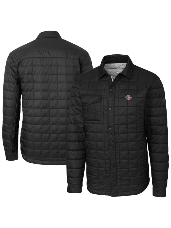 Men's-Cutter & Buck Black San Diego State Aztecs Ranier Eco Insulated PrimaLoft Full-Snap Shacket