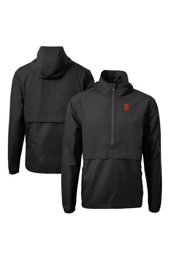 Men's Cutter & Buck Black San Francisco Giants Charter Eco Recycled Half-Zip Anorak Jacket