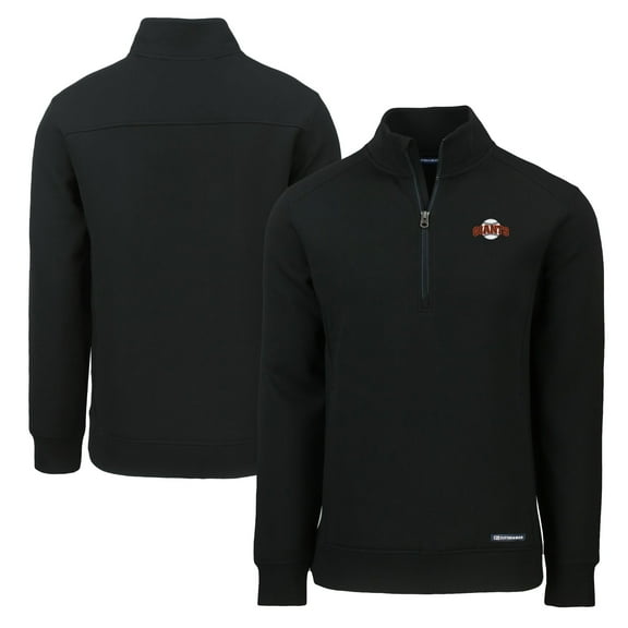 Men's Cutter & Buck  Black San Francisco Giants Cooperstown Collection Roam Eco Recycled Quarter-Zip Pullover