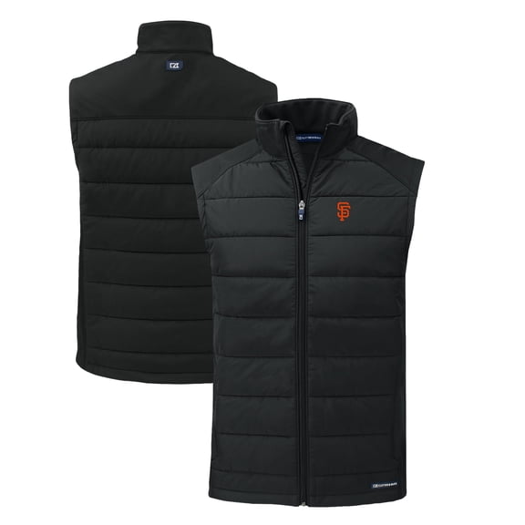 Men's Cutter & Buck Black San Francisco Giants Evoke Hybrid Eco Softshell Recycled Full-Zip Vest