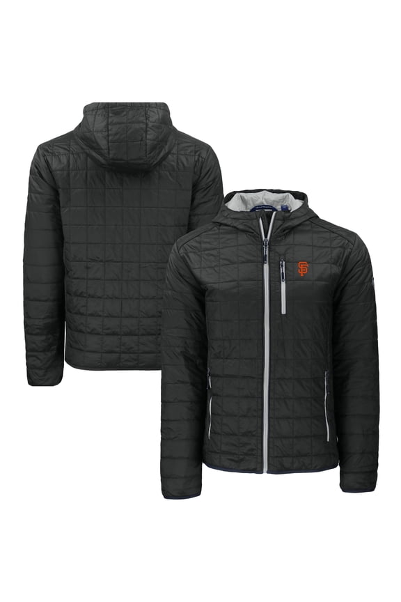 Men's Cutter & Buck Black San Francisco Giants Rainier Primaloft Eco Full-Zip Hooded Jacket