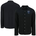 thumbnail image 1 of Men's-Cutter & Buck  Black San Jose Earthquakes Advantage Tri-Blend Eco Soft Pique Long Sleeve Knitted Button-Up Top, 1 of 3