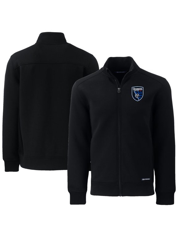 Men's-Cutter & Buck Black San Jose Earthquakes Roam Eco Tri-Blend Recycled Full-Zip Jacket