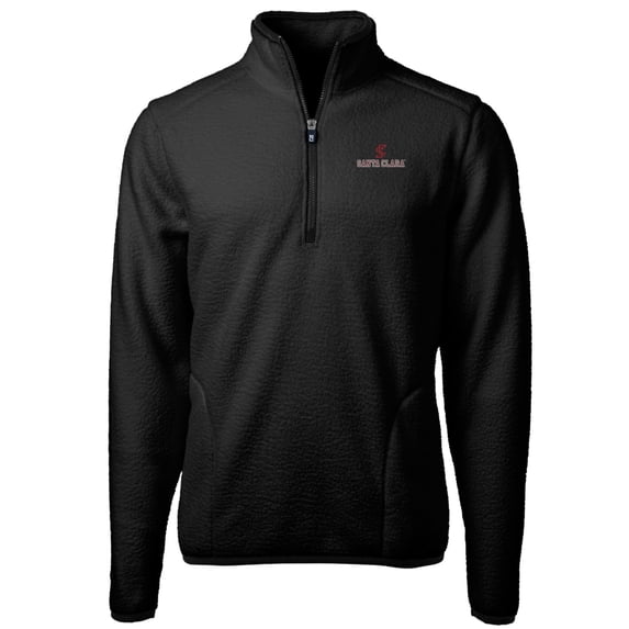 Men's Cutter & Buck Black Santa Clara Broncos Team Logo Cascade Eco Sherpa Fleece Quarter-Zip Pullover Jacket