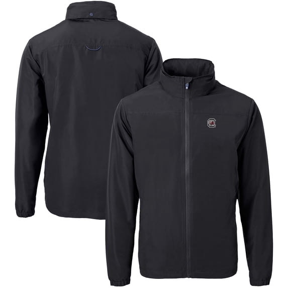 Men's Cutter & Buck Black South Carolina Gamecocks Big & Tall Charter Eco Knit Recycled Full-Zip Jacket