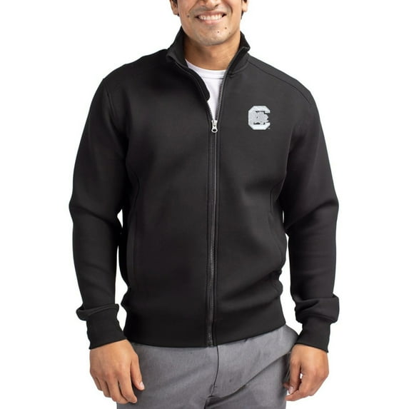 Men's-Cutter & Buck Black South Carolina Gamecocks Roam Eco Recycled Full-Zip Jacket