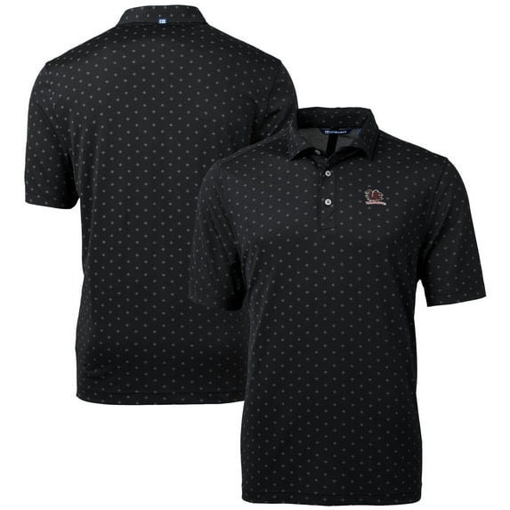Men's Cutter & Buck Black South Carolina Gamecocks Vault DryTec Virtue Eco Pique Tile Print Recycled Polo