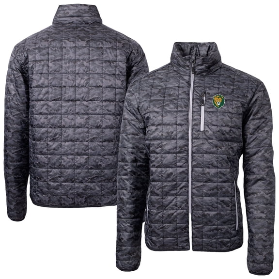 Men's-Cutter & Buck Black Southeastern Louisiana Lions Rainier Eco Insulated Camo PrimaLoft Full-Zip Puffer Jacket