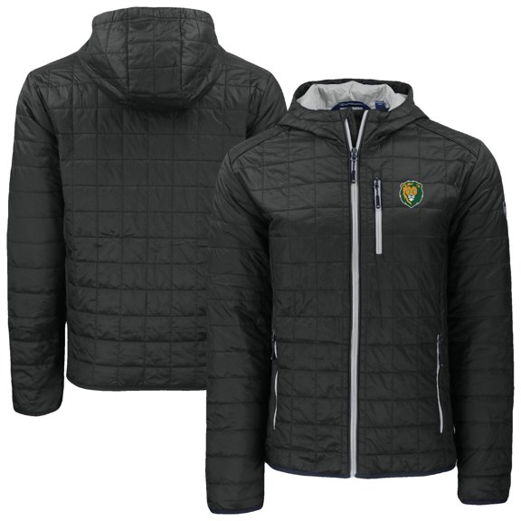 Men's-Cutter & Buck Black Southeastern Louisiana Lions Rainier Eco PrimaLoft Hooded Full-Zip Jacket