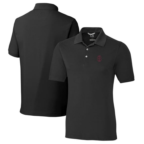 Men's Cutter & Buck Black Southern Illinois Salukis Vault Advantage Tri-Blend Pique Big & Tall Polo