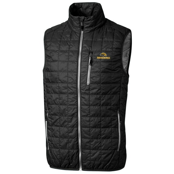 Men's Cutter & Buck Black Southern Miss Golden Eagles Big & Tall Full-Zip Collegiate Rainier Vest