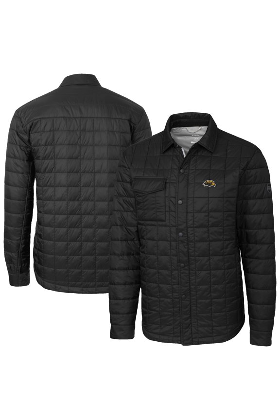 Men's-Cutter & Buck  Black Southern Miss Golden Eagles Ranier Eco Insulated PrimaLoft Full-Snap Shacket