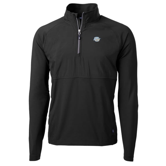 Men's Cutter & Buck Black Southern University Jaguars Adapt Eco Knit Hybrid Recycled Quarter-Zip Pullover Top