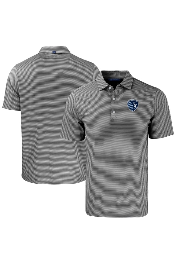 Men's-Cutter & Buck Black Sporting Kansas City Big & Tall Forge Eco Double Stripe Stretch Recycled Polo