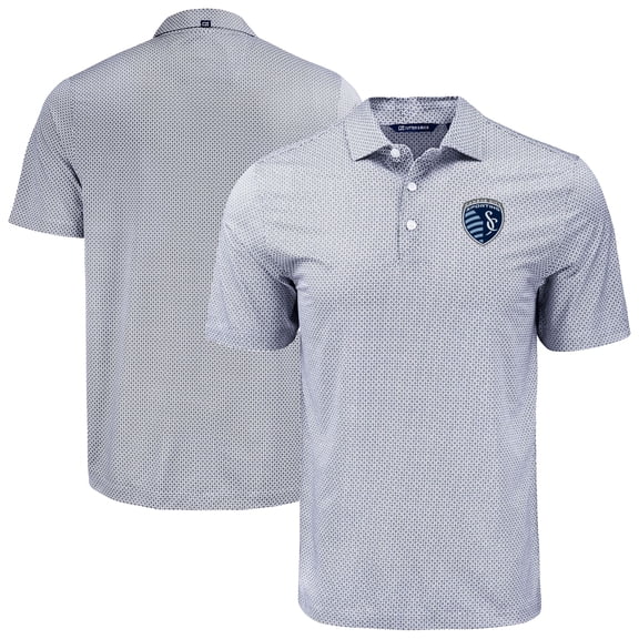 Men's-Cutter & Buck Black Sporting Kansas City Big & Tall Pike Eco Diamond Dot Print Recycled Polo