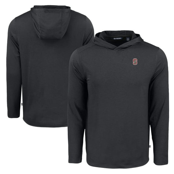 Men's Cutter & Buck Black Stanford Cardinal Coastline Epic Comfort Eco Recycled Long Sleeve Hoodie T-Shirt