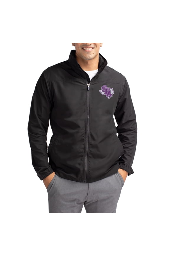 Men's Cutter & Buck Black Stephen F Austin Lumberjacks Charter Eco Recycled Full-Zip Jacket