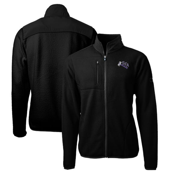 Men's Cutter & Buck Black Stephen F Austin Lumberjacks Logo Big & Tall Cascade Eco Sherpa Fleece Full-Zip Jacket