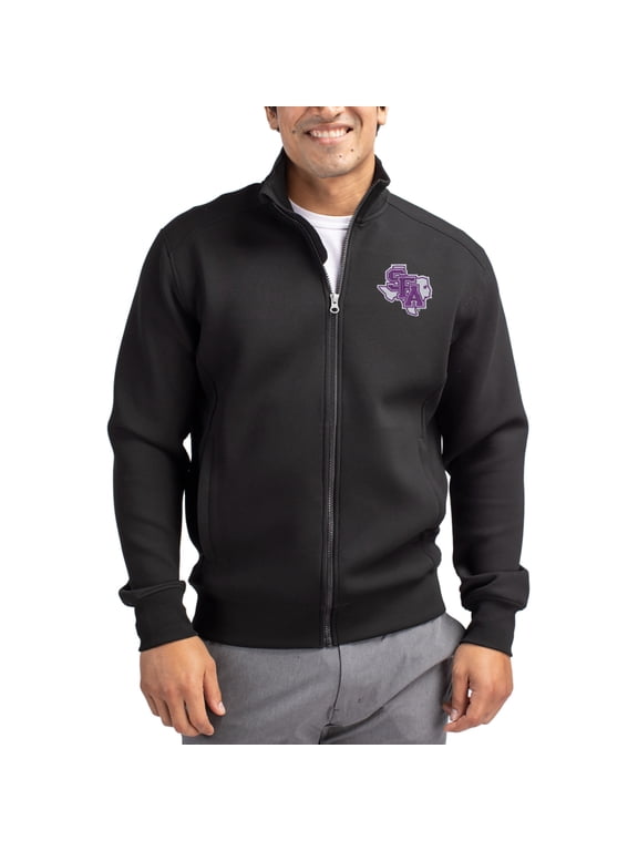 Men's-Cutter & Buck Black Stephen F Austin Lumberjacks Roam Eco Recycled Full-Zip Jacket