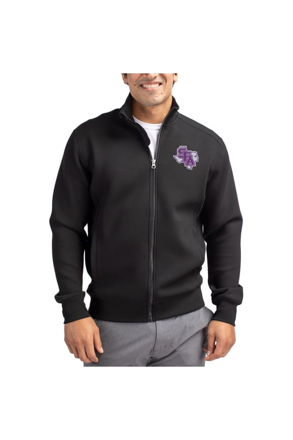 Men's-Cutter & Buck Black Stephen F Austin Lumberjacks Roam Eco Recycled Full-Zip Jacket