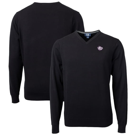 Men's Cutter & Buck Black TCU Horned Frogs Lakemont Tri-Blend Big & Tall V-Neck Pullover Sweater