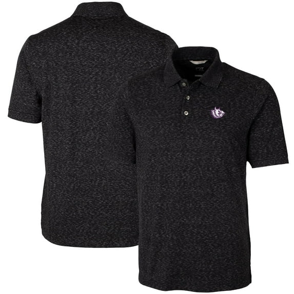 Men's Cutter & Buck Black TCU Horned Frogs Vault Advantage Tri-Blend Space Dye Big & Tall Polo