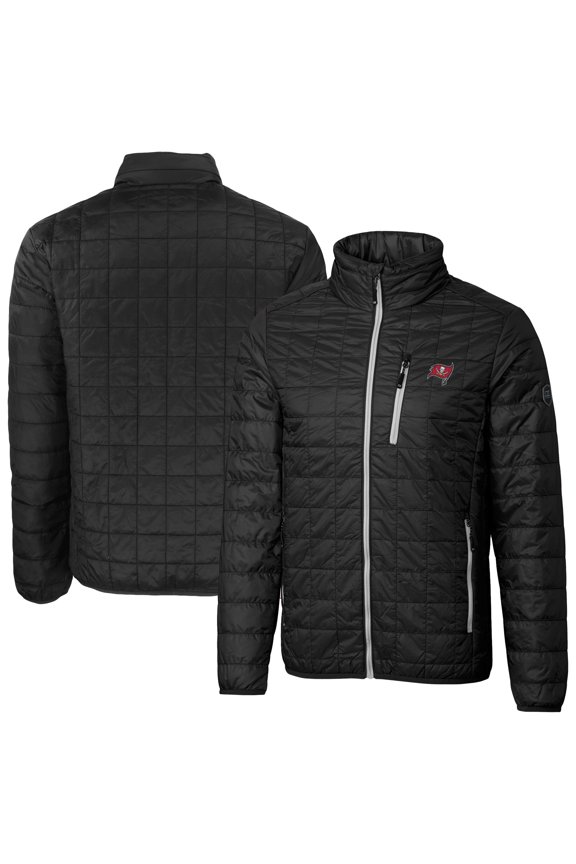 Men's Cutter & Buck Black Tampa Bay Buccaneers Big & Tall Rainier PrimaLoft Eco Insulated Full-Zip Puffer Jacket