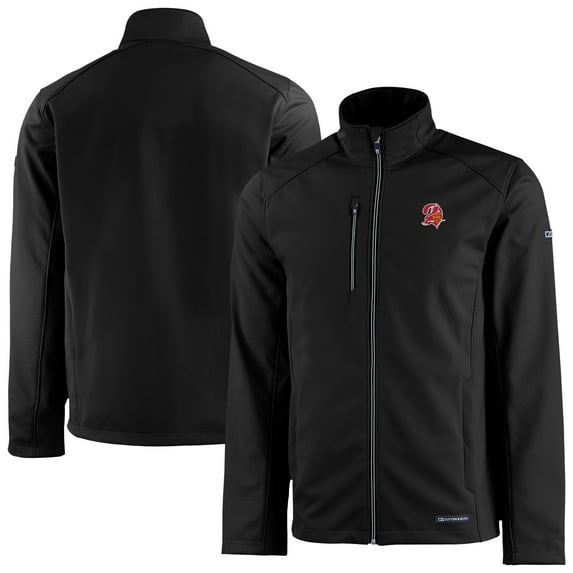 Men's Cutter & Buck Black Tampa Bay Buccaneers Evoke Eco Softshell Recycled Full-Zip Jacket
