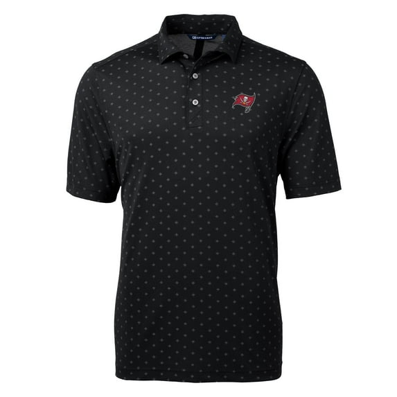 Men's Cutter & Buck Black Tampa Bay Buccaneers Virtue Eco Pique Tile Print Polo