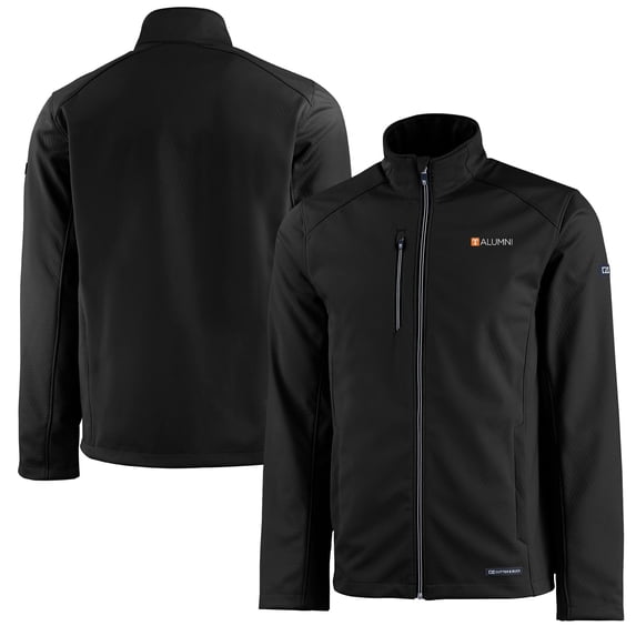 Men's Cutter & Buck Black Tennessee Volunteers Alumni Logo Evoke Eco Softshell Recycled Full-Zip Jacket