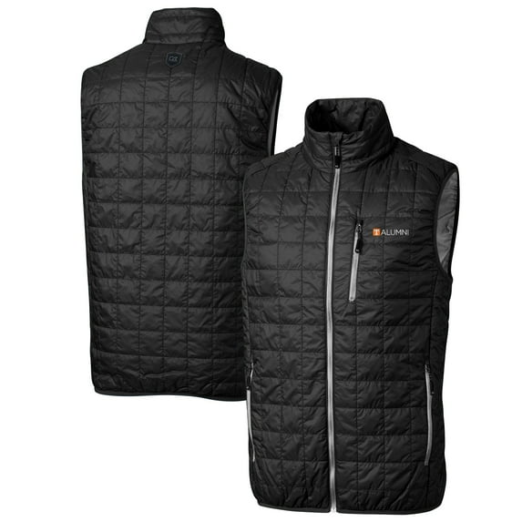 Men's Cutter & Buck Black Tennessee Volunteers Alumni Logo Rainier PrimaLoft Eco Insulated Full-Zip Puffer Vest