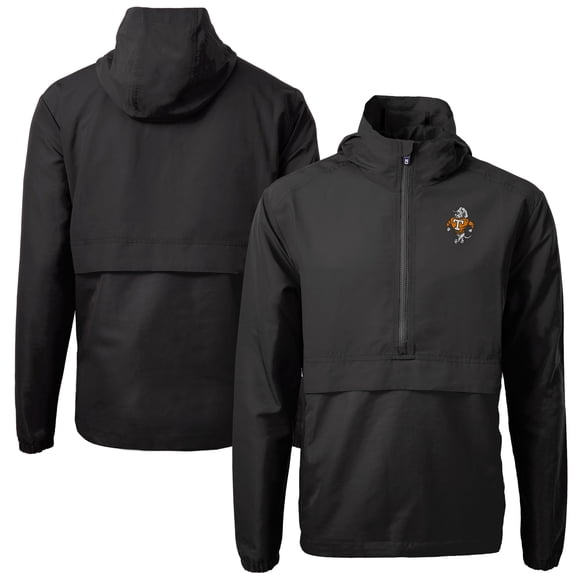 Men's Cutter & Buck Black Tennessee Volunteers Vault Charter Eco Recycled Half-Zip Anorak Jacket