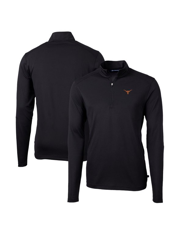 Men's Cutter & Buck Black Texas Longhorns Big & Tall Virtue Eco Pique Recycled Quarter-Zip Pullover Top