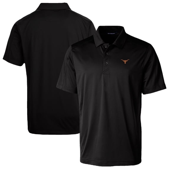Men's Cutter & Buck Black Texas Longhorns Prospect Eco Textured Stretch Recycled Polo