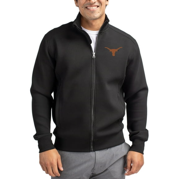 Men's-Cutter & Buck  Black Texas Longhorns Roam Eco Recycled Full-Zip Jacket