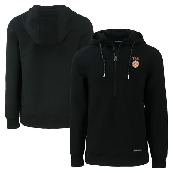 Men's Cutter & Buck Black Texas Longhorns SEC Roam Eco Recycled Half-Zip Hoodie