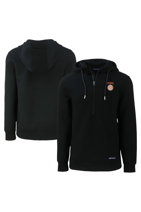 Men's Cutter & Buck Black Texas Longhorns SEC Roam Eco Recycled Half-Zip Hoodie