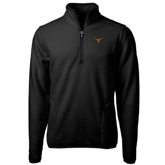 Men's Cutter & Buck Black Texas Longhorns Team Logo Cascade Eco Sherpa Fleece Quarter-Zip Pullover Jacket