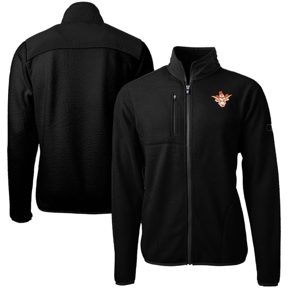 Men's Cutter & Buck Black Texas Longhorns Vault Cascade Eco Sherpa Fleece Full-Zip Jacket