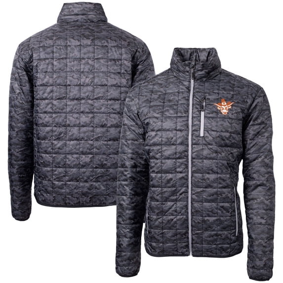 Men's Cutter & Buck Black Texas Longhorns Vault Rainier PrimaLoft Eco Insulated Full-Zip Puffer Jacket