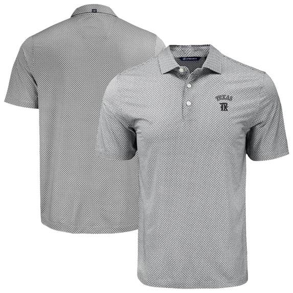 Men's Cutter & Buck Black Texas Rangers Big & Tall Pike Eco Diamond Dot Print Polo