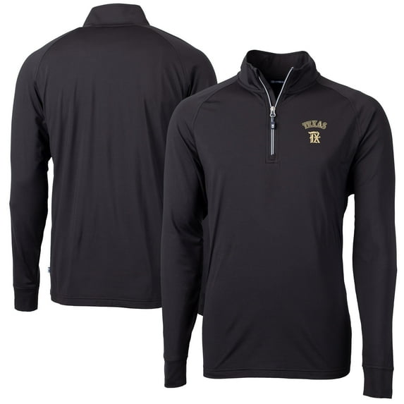 Men's Cutter & Buck Black Texas Rangers City Connect Adapt Eco Knit Stretch Recycled Quarter-Zip Pullover Top