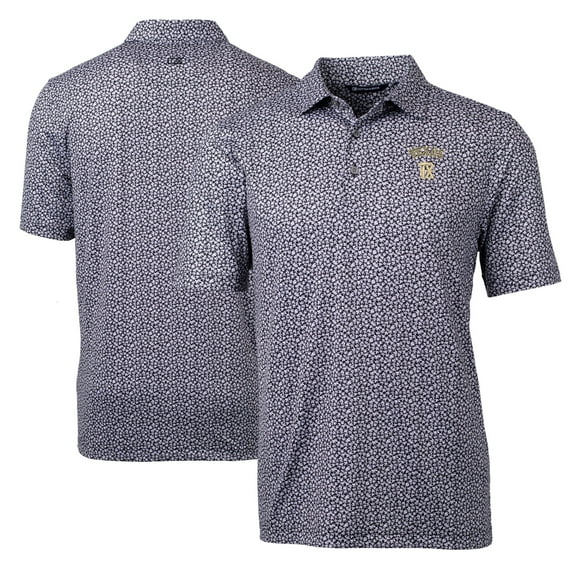 Men's Cutter & Buck Black Texas Rangers City Connect Pike Magnolia Stretch Polo