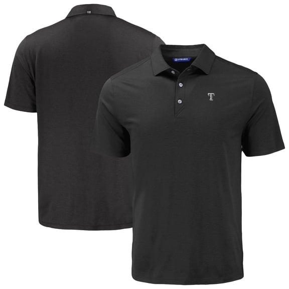 Men's Cutter & Buck Black Texas Rangers Coastline Epic Eco Polo