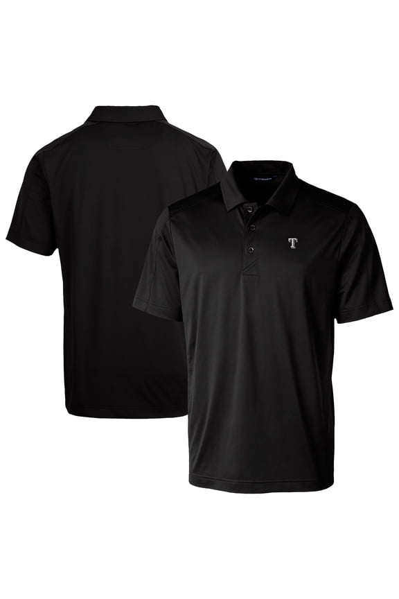 Men's Cutter & Buck Black Texas Rangers Prospect Eco DryTec Polo