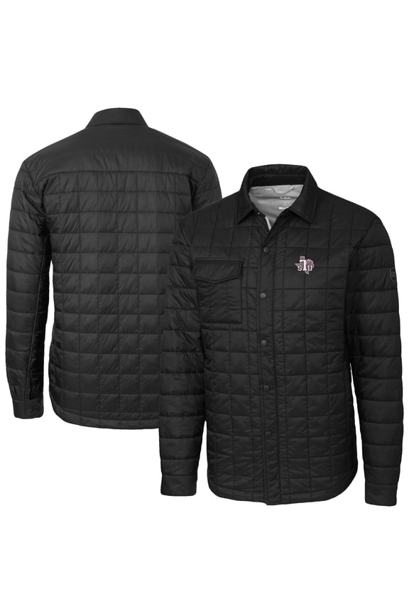 Men's-Cutter & Buck  Black Texas Southern Tigers Ranier Eco Insulated PrimaLoft Full-Snap Shacket
