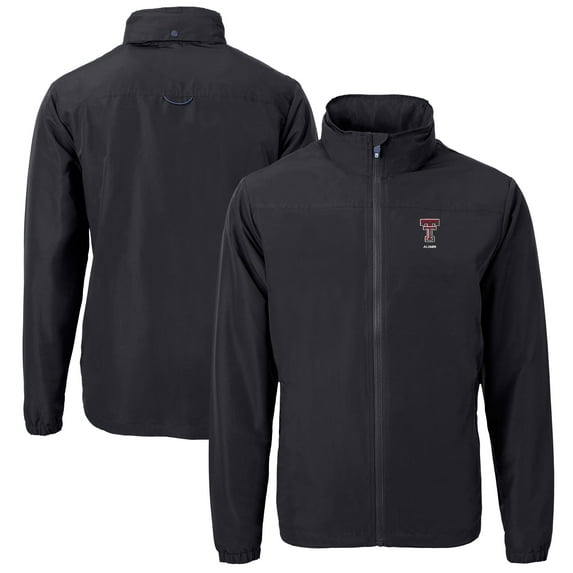 Men's Cutter & Buck Black Texas Tech Red Raiders Alumni Logo Charter Eco Knit Recycled Full-Zip Jacket