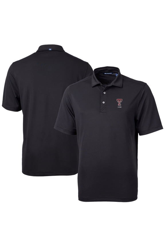 Men's Cutter & Buck Black Texas Tech Red Raiders Alumni Logo Virtue Eco Pique Recycled Polo