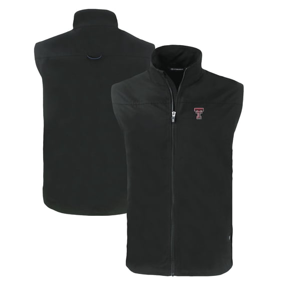 Men's Cutter & Buck Black Texas Tech Red Raiders Charter Eco Recycled Full-Zip Vest